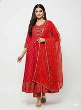 Floral Print Cotton Anarkali Kurti