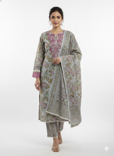 Elegant Floral Cotton Kurti & Pant Set
