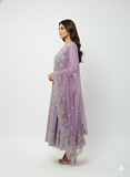 Lavender Embroidered Anarkali Set