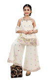 Stylish Girls' Ethnic Sharara Set – Cream Embroidered Occasion Wear