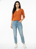 Chic Rust Henley Knit Top