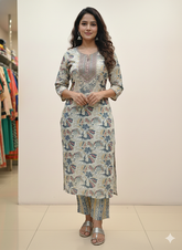 Elegant Floral Printed Kurta Set with Dupatta