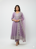 Lavender Embroidered Anarkali Set