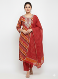 Bandhani Print Cotton Kurta Set with Trousers