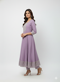 Lavender Embroidered Anarkali Set