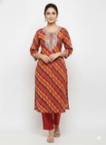 Bandhani Print Cotton Kurta Set with Trousers