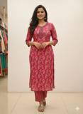 Elegant Pink Floral Printed Kurta Set with Dupatta