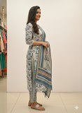 Elegant Floral Printed Kurta Set with Dupatta
