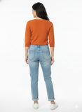 Chic Rust Henley Knit Top